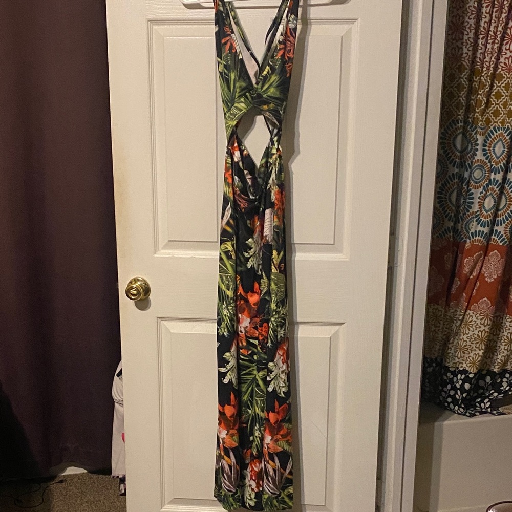 Floral Maxi Dress with Cutout Detail